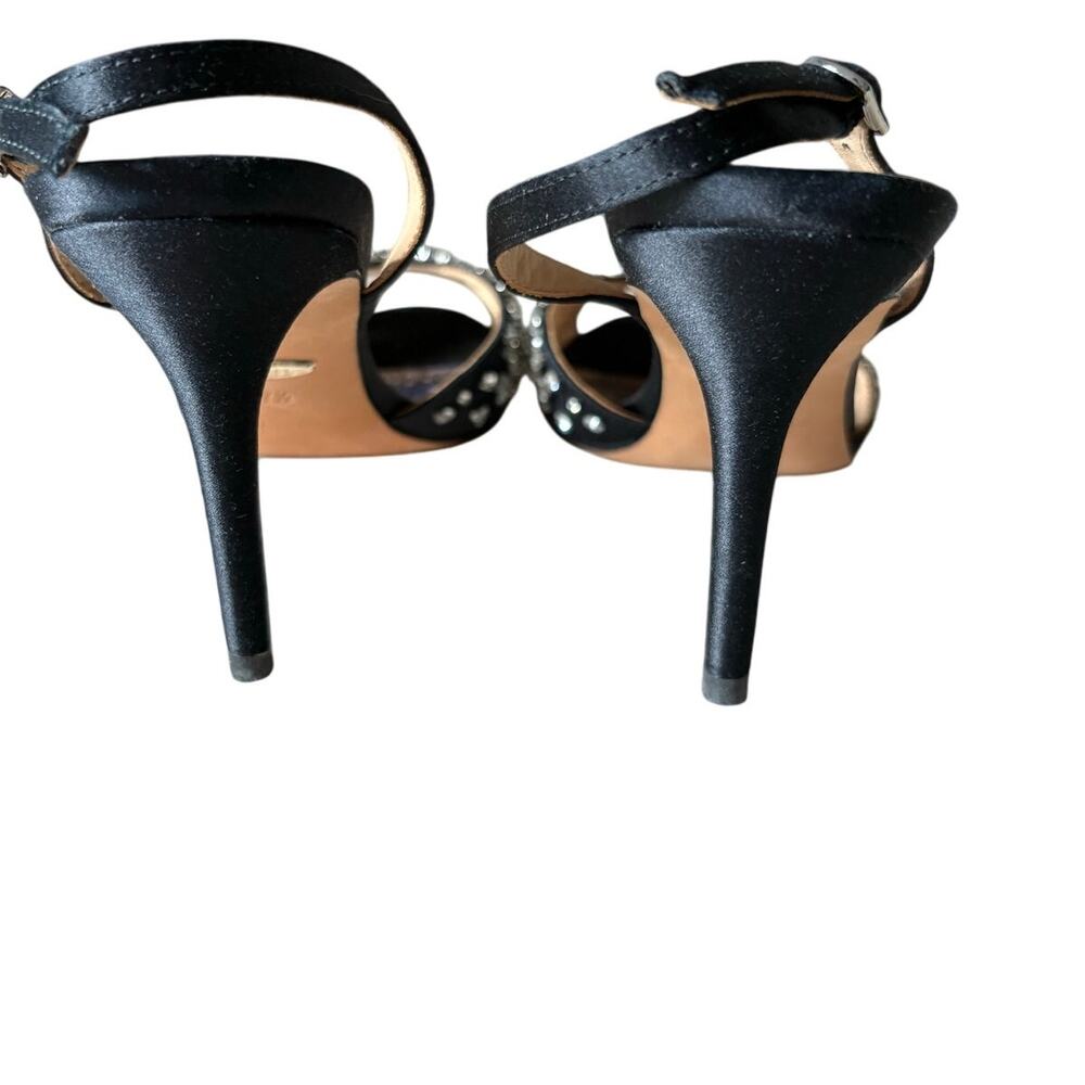 Badgley Mischka Paula Slingback Black Satin Rhinestone Heels Size 7-1/2 7.5 - Picture 4 of 5